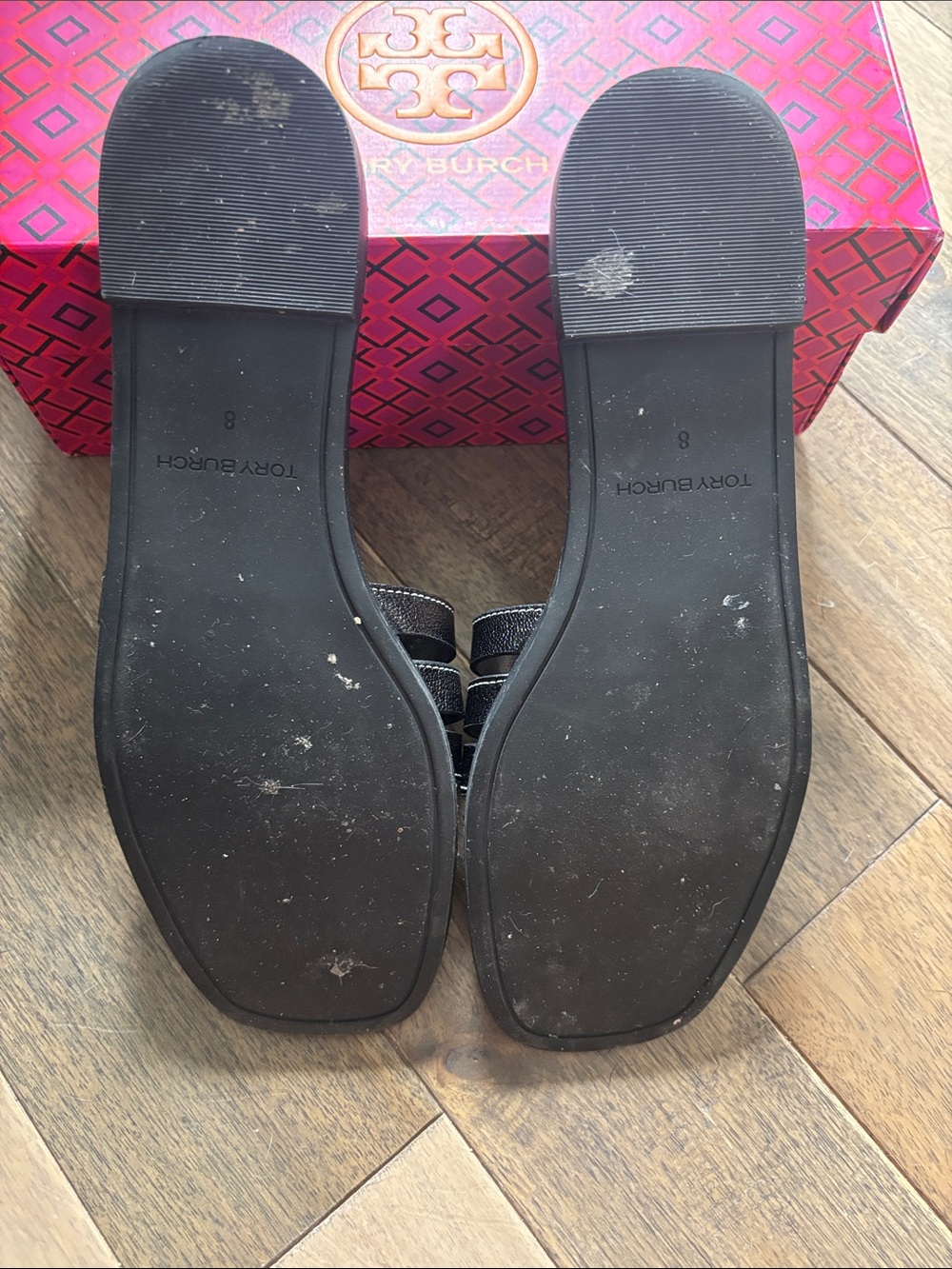 Tory Burch Black Triple-Strap Slide Mules - Picture 2 of 3